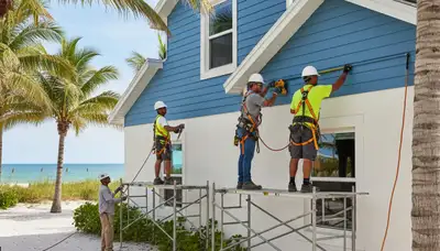 Vinyl siding installation by Tampa, FL siding contractors for a residential home