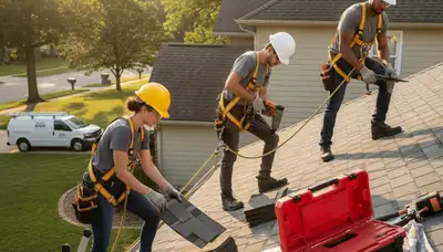 Tampa, FL siding contractor on a roof repair project for durable home exterior protection