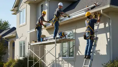 Seamless gutter installation in Tampa, FL by FX Remodeling & Exteriors on a residential home
